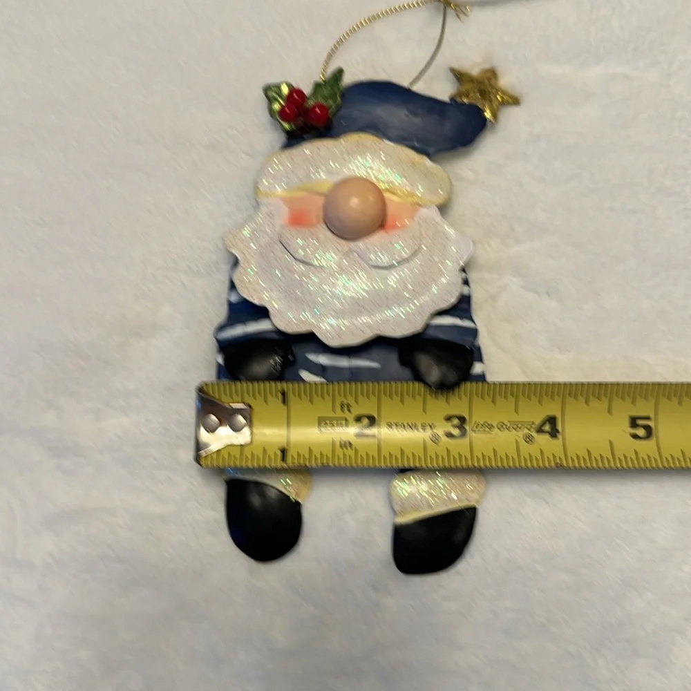 NWT Vintage Handmade Santa Christmas Ornament Metal